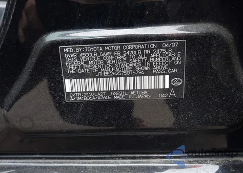 2007 Lexus Is 350 z USA, uszkodzony, nr VIN JTHBE262575015796